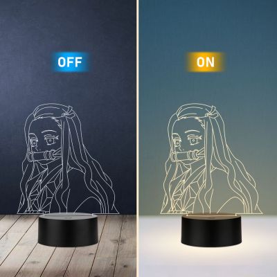 Nezuko Kamado Anime Character From Demon Slayer Show Night Lamp